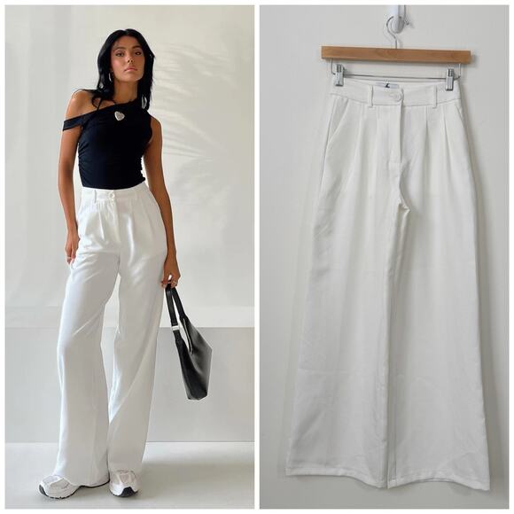 Princess Polly Pants - NWT Princess Polly Archer Tailored Pants Petite Size 0 White High Waisted